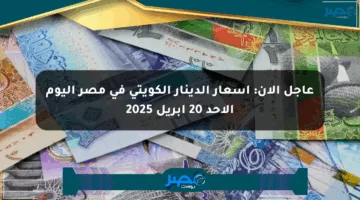 عاجل الآن: أسعار الدينار الكويتي في مصر اليوم الأحد 20 أبريل 2025